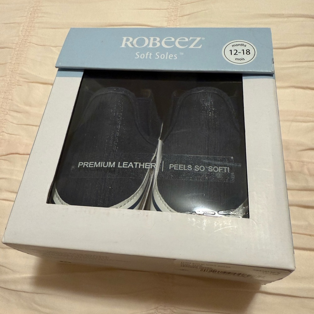 Robeez Leather Liam Basic Soft Soles Shoes - Navy